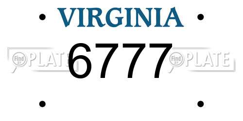 6777 Virginia License Plate