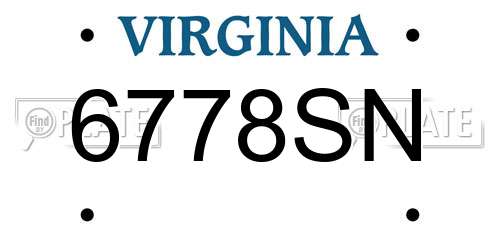 6778SN Virginia License Plate