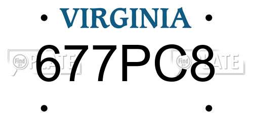 677PC8 Virginia License Plate