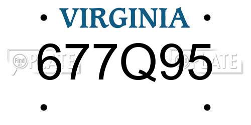 677Q95 Virginia License Plate