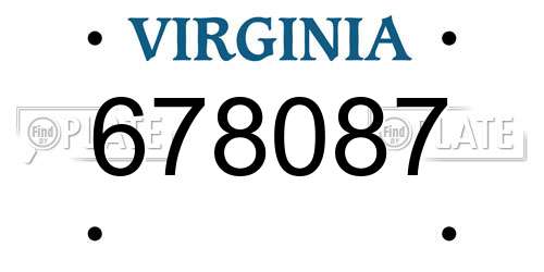 678087 Virginia License Plate