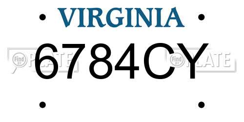 6784CY Virginia License Plate