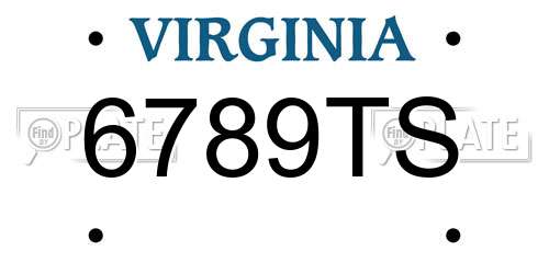 6789TS Virginia License Plate