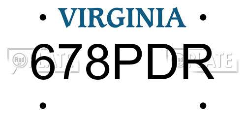 678PDR Virginia License Plate