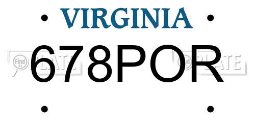 678POR Virginia License Plate