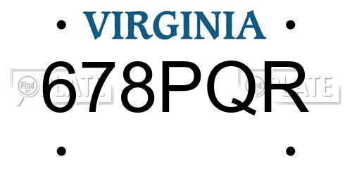 678PQR Virginia License Plate