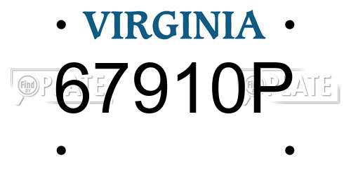 67910P Virginia License Plate