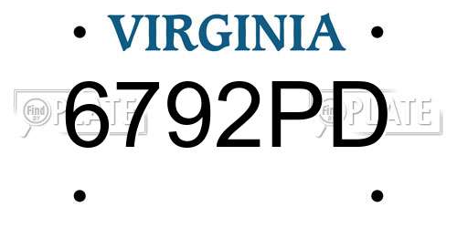 6792PD Virginia License Plate