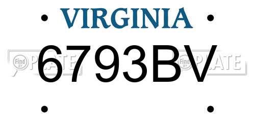 6793BV Virginia License Plate