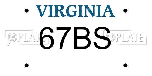 67BS Virginia License Plate