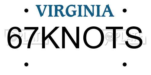 67KNOTS Virginia License Plate