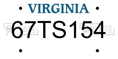 67TS154 Virginia License Plate