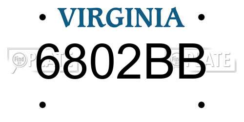 6802BB Virginia License Plate