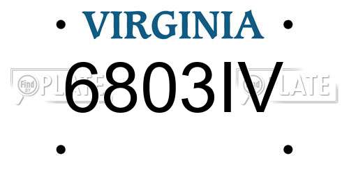 6803IV Virginia License Plate