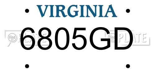 6805GD Virginia License Plate