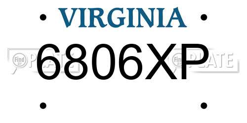 6806XP Virginia License Plate