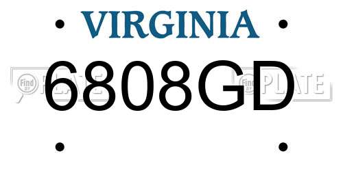 6808GD Virginia License Plate