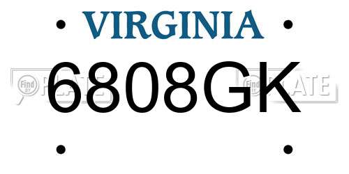 6808GK Virginia License Plate