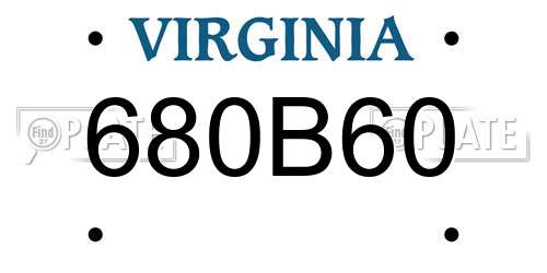 680B60 Virginia License Plate