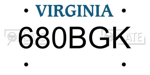680BGK Virginia License Plate