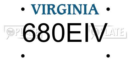 680EIV Virginia License Plate