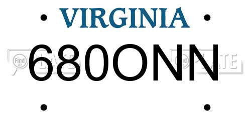 680ONN Virginia License Plate
