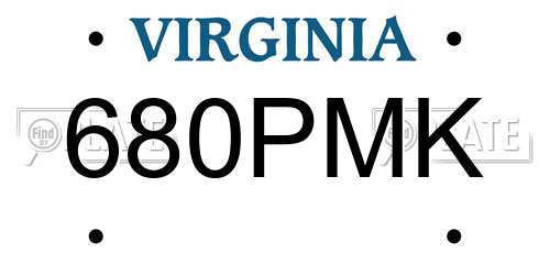 680PMK Virginia License Plate
