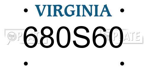 680S60 Virginia License Plate