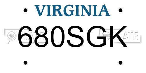 680SGK Virginia License Plate