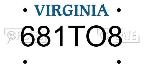 681TO8 Virginia License Plate