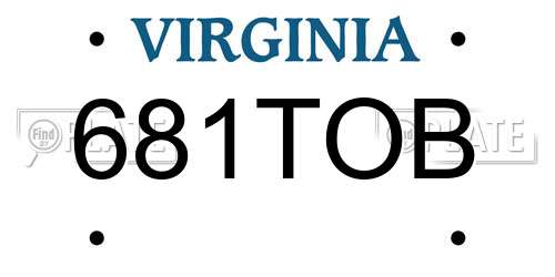 681TOB Virginia License Plate