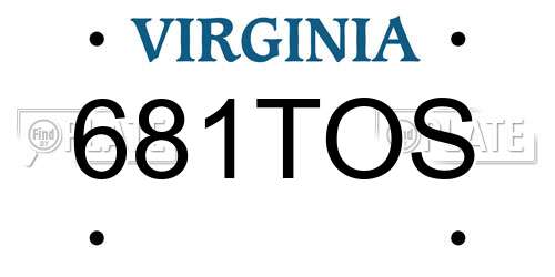 681TOS Virginia License Plate