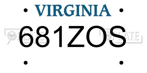 681ZOS Virginia License Plate