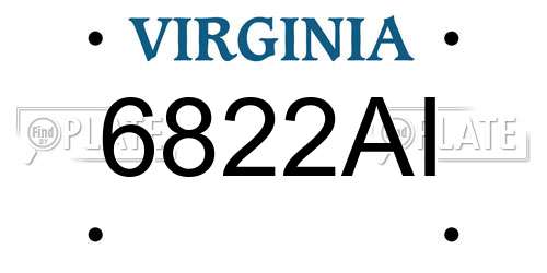 6822AI Virginia License Plate