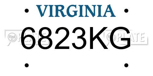 6823KG Virginia License Plate