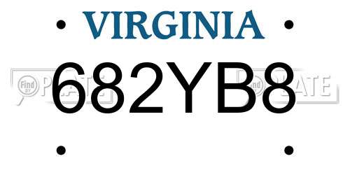 682YB8 Virginia License Plate