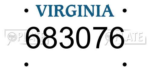 683076 Virginia License Plate