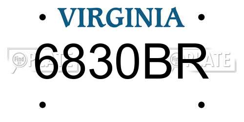6830BR Virginia License Plate