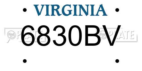 6830BV Virginia License Plate