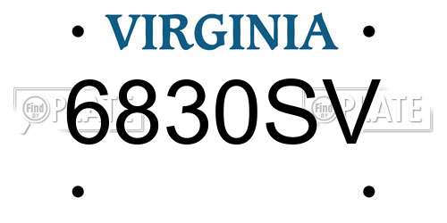 6830SV Virginia License Plate