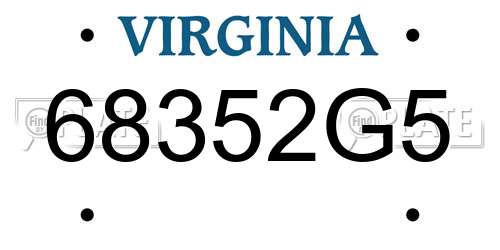 68352G5 Virginia License Plate