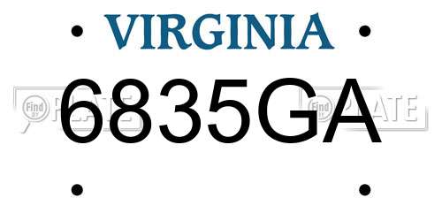 6835GA Virginia License Plate
