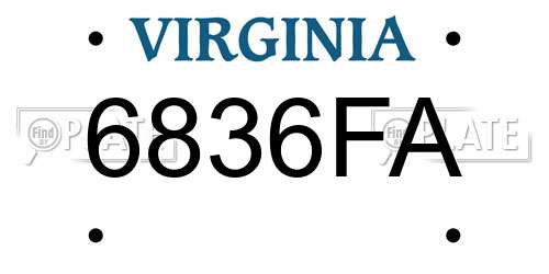 6836FA Virginia License Plate
