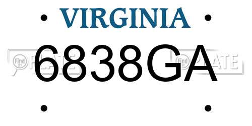 6838GA Virginia License Plate