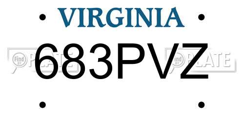 683PVZ Virginia License Plate