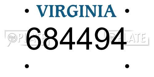 684494 Virginia License Plate