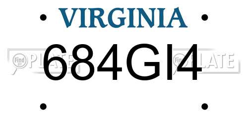 684GI4 Virginia License Plate
