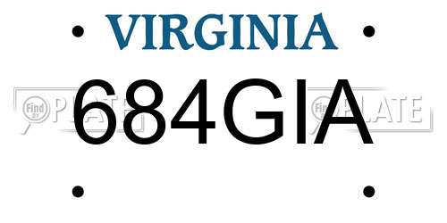 684GIA Virginia License Plate