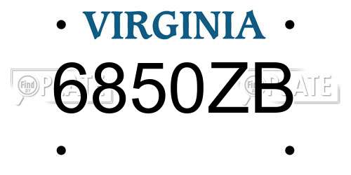 6850ZB Virginia License Plate