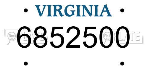 6852500 Virginia License Plate